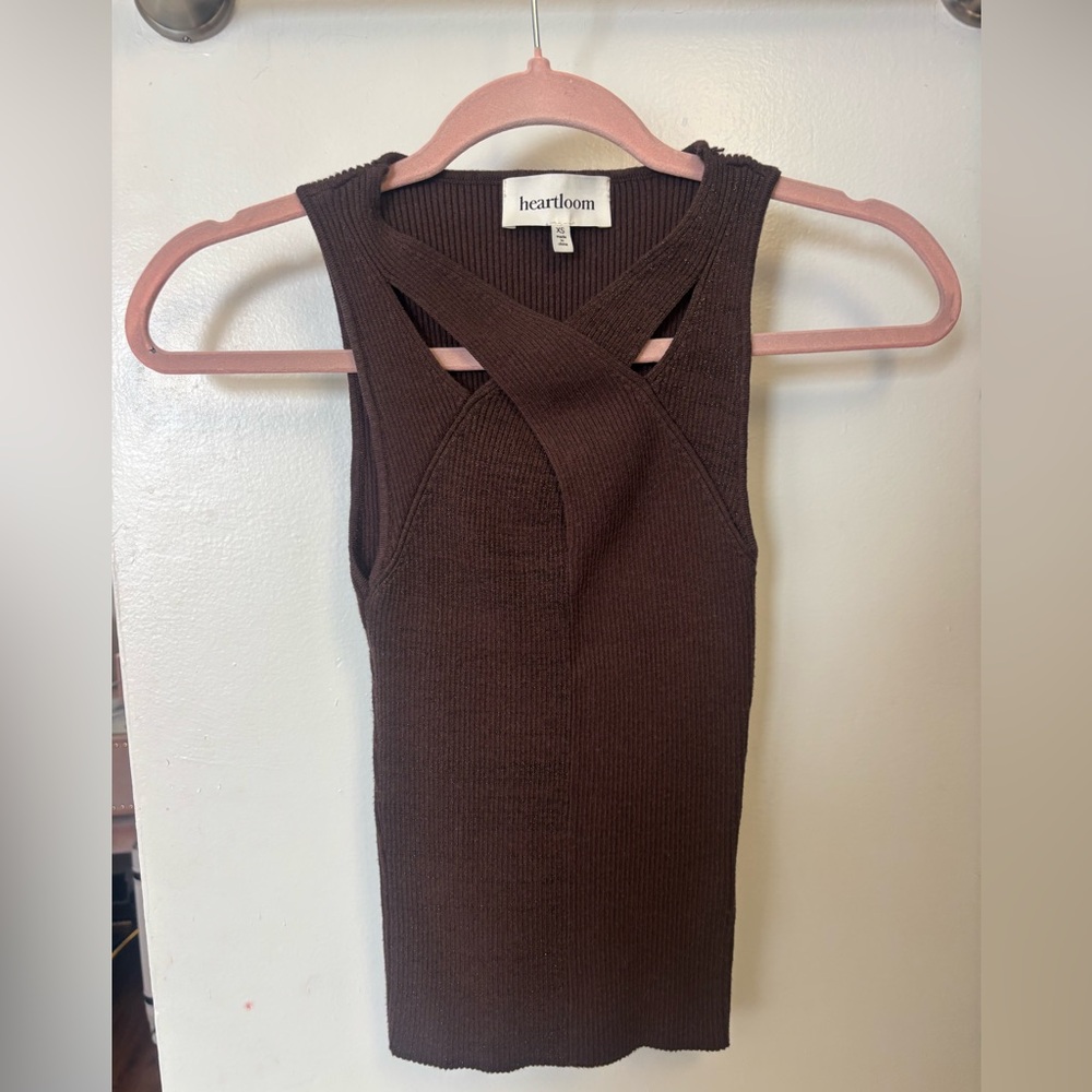 Heartloom Chocolate Cross-Front Knit Top